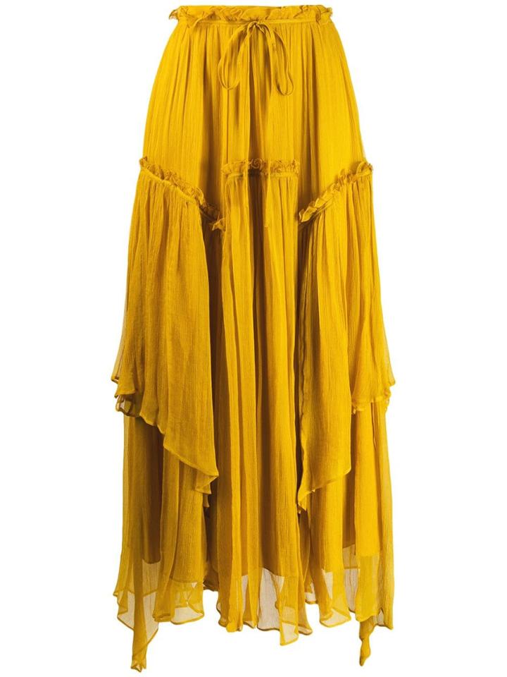 Twin-set Flounce Maxi Skirt - Yellow