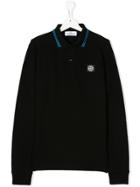 Stone Island Junior Long Sleeve Polo Shirt - Black