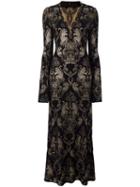 Roberto Cavalli Patterned Long Dress, Women's, Size: 40, Black, Polyester/viscose