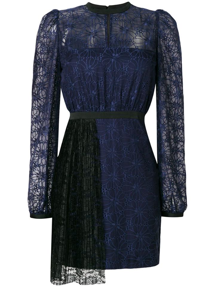 Three Floor Mercredi Dress With Pleated Front Detail - Blue