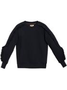 Burberry Ruffled-sleeve Sweatshirt - Black