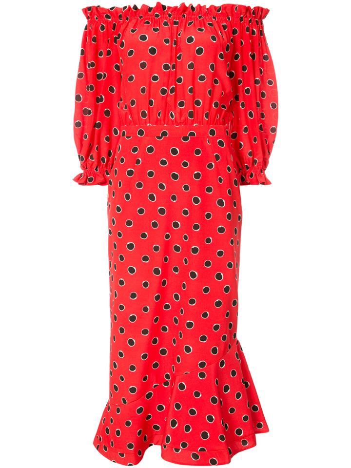 Saloni Grace Off The Shoulder Dress - Red