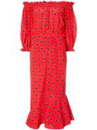 Saloni Grace Off The Shoulder Dress - Red