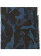 Valentino Garavani Camouflage Scarf, Men's, Blue, Silk/cotton