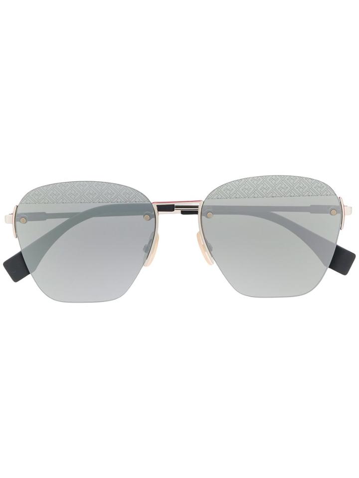 Fendi Eyewear Monogram Print Sunglasses - Metallic