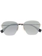 Fendi Eyewear Monogram Print Sunglasses - Metallic