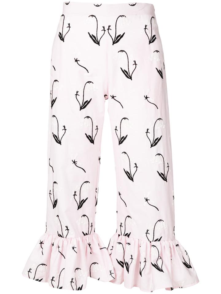 Giuseppe Di Morabito Flared Cuff Cropped Trousers - Pink & Purple