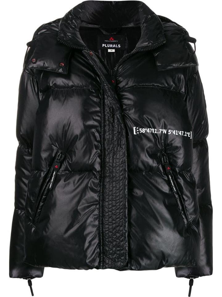 Peuterey Contrast Print Padded Jacket - Black