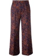 Twin-set Cropped Jacquard Trousers, Women's, Size: Xs, Brown, Cotton/polyester/spandex/elastane