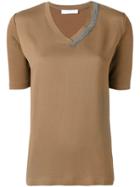 Fabiana Filippi V-neck T-shirt - Brown