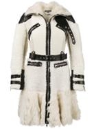 Alexander Mcqueen Buffalo Leather Trimmed Biker Coat - Nude & Neutrals