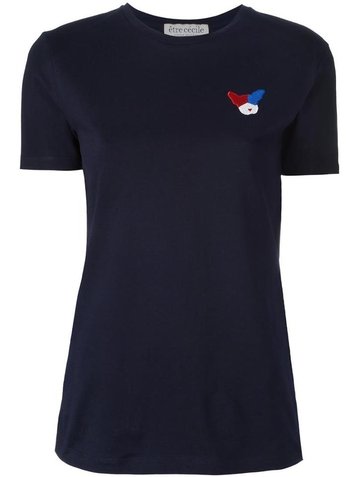 Être Cécile Embroidered Logo T-shirt, Women's, Size: Medium, Blue, Cotton