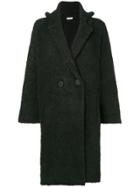 Twin-set Double Breasted Shearling Coat - Black