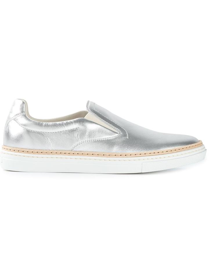 Maison Margiela Slip-on Sneakers, Women's, Size: 40, Grey, Calf Leather/rubber