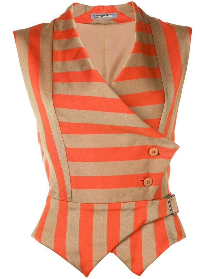 Issey Miyake Pre-owned Striped Waistcoat - Brown