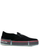 Marcelo Burlon County Of Milan Logo Print Slip-on Sneakers - Black