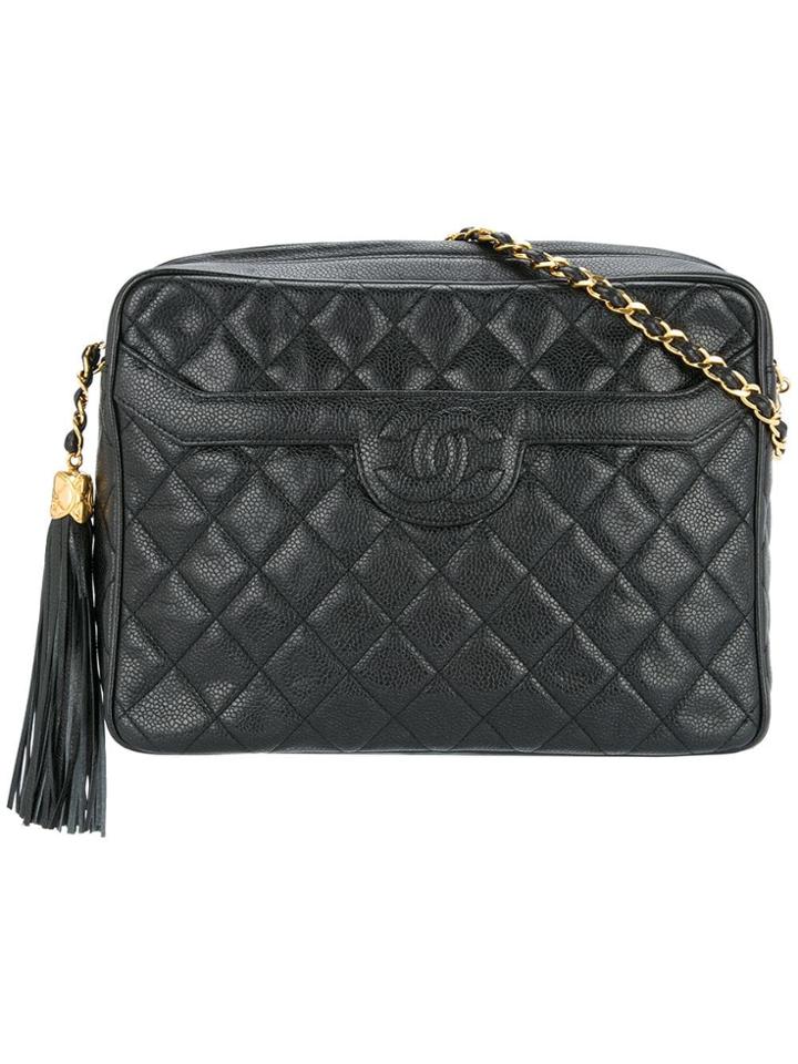Chanel Pre-owned 1991-1994 Quilted Chain Shoulder Bag - Black