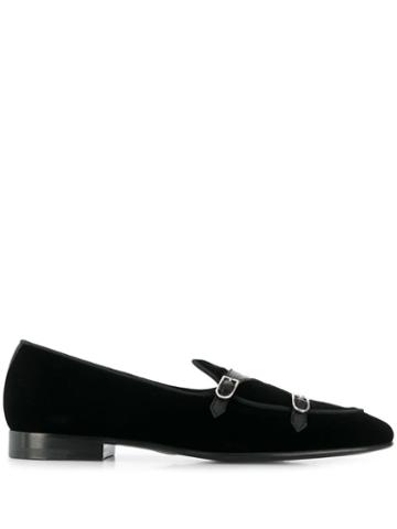 Edhen Milano Velvet Monk Shoes - Black
