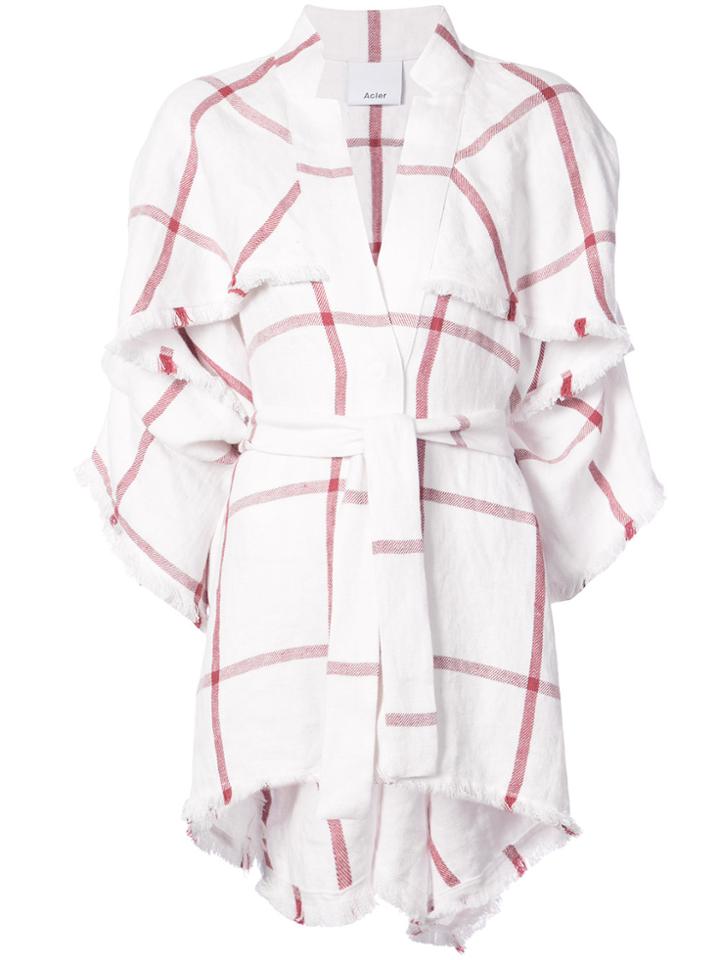 Acler Amaro Checked Cape - White