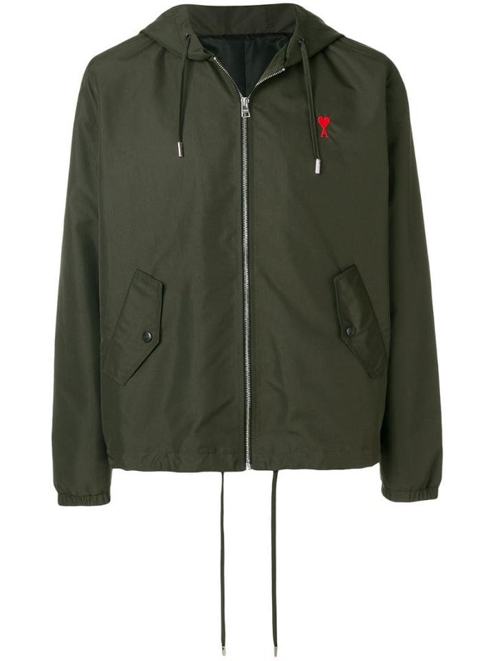 Ami Paris Hooded Zipped Jacket - Green