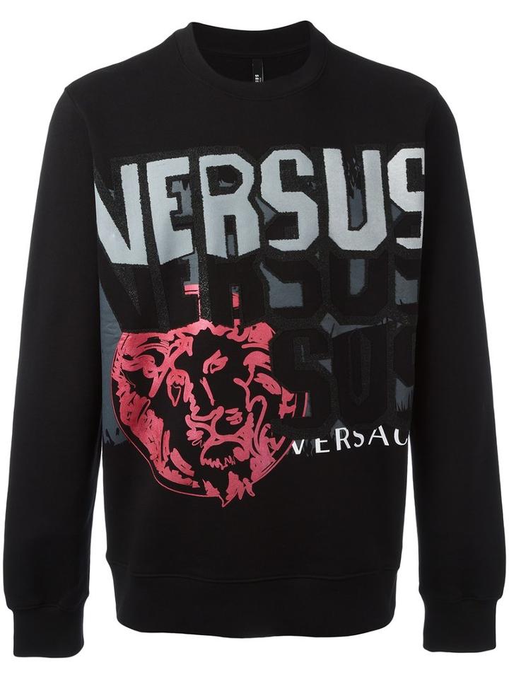 Versus Logo Print T-shirt, Men's, Size: Large, Black, Cotton