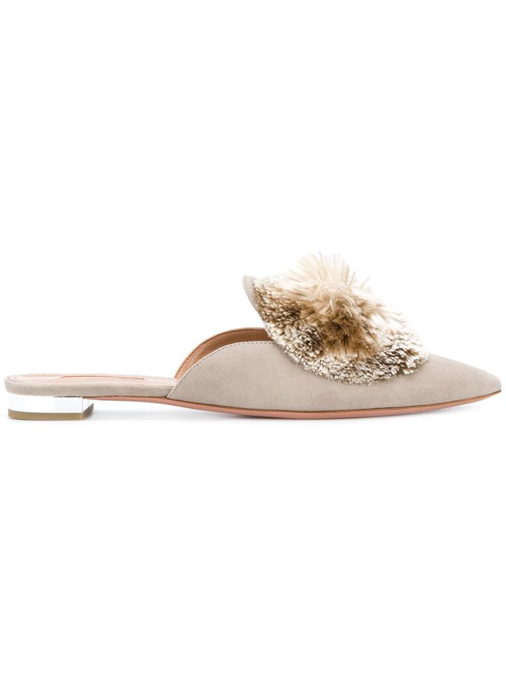 Aquazzura Powder Puff Mules - Nude & Neutrals