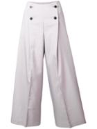 132 5. Issey Miyake Cropped Buttoned Trousers - Grey