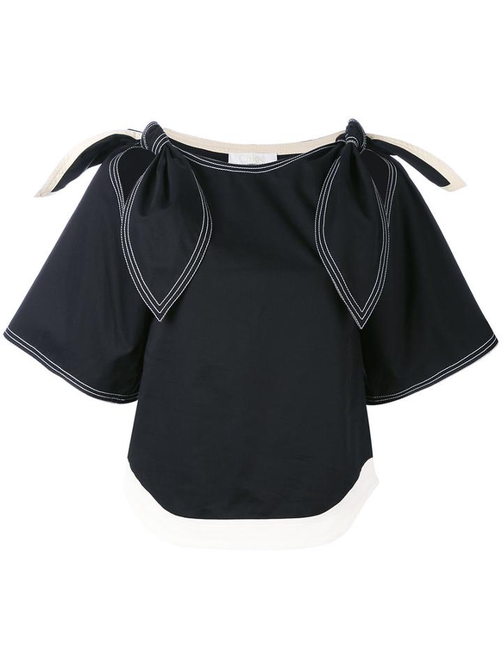 Chloé - Stitched Detail T-shirt - Women - Cotton - 42, Blue, Cotton