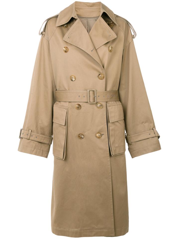 Juun.j Double Breasted Trench Coat - Brown