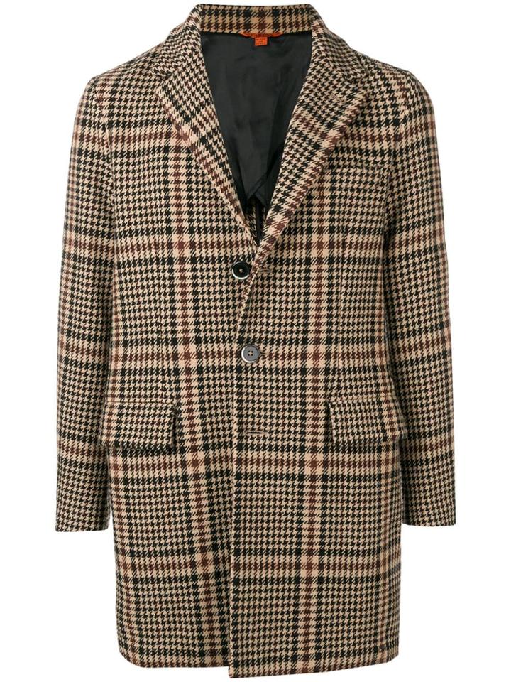 Barena Plaid Single Breasted Coat - Brown