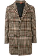 Barena Plaid Single Breasted Coat - Brown