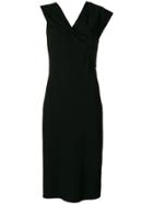 Dvf Diane Von Furstenberg Asymmetric V-neck Dress - Black