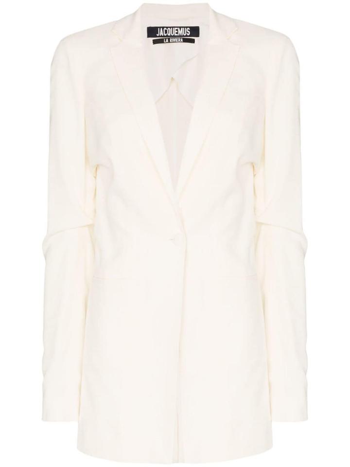 Jacquemus Deep V Long-sleeved Blazer Jacket - White