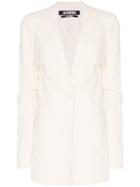 Jacquemus Deep V Long-sleeved Blazer Jacket - White