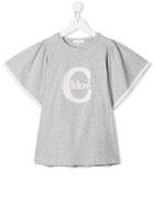 Chloé Kids Logo Patch T-shirt - Grey