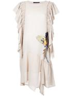 Maurizio Pecoraro - Bird Embroidered Draped Dress - Women - Cotton - 42, Nude/neutrals, Cotton