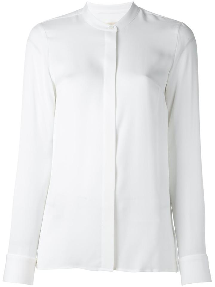 Michael Michael Kors Band Collar Shirt, Women's, Size: Xxs, White, Silk