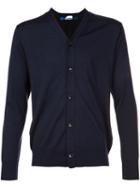 Junya Watanabe Comme Des Garçons Man Classic Dual Material Cardigan, Men's, Size: Small, Blue, Polyester/wool