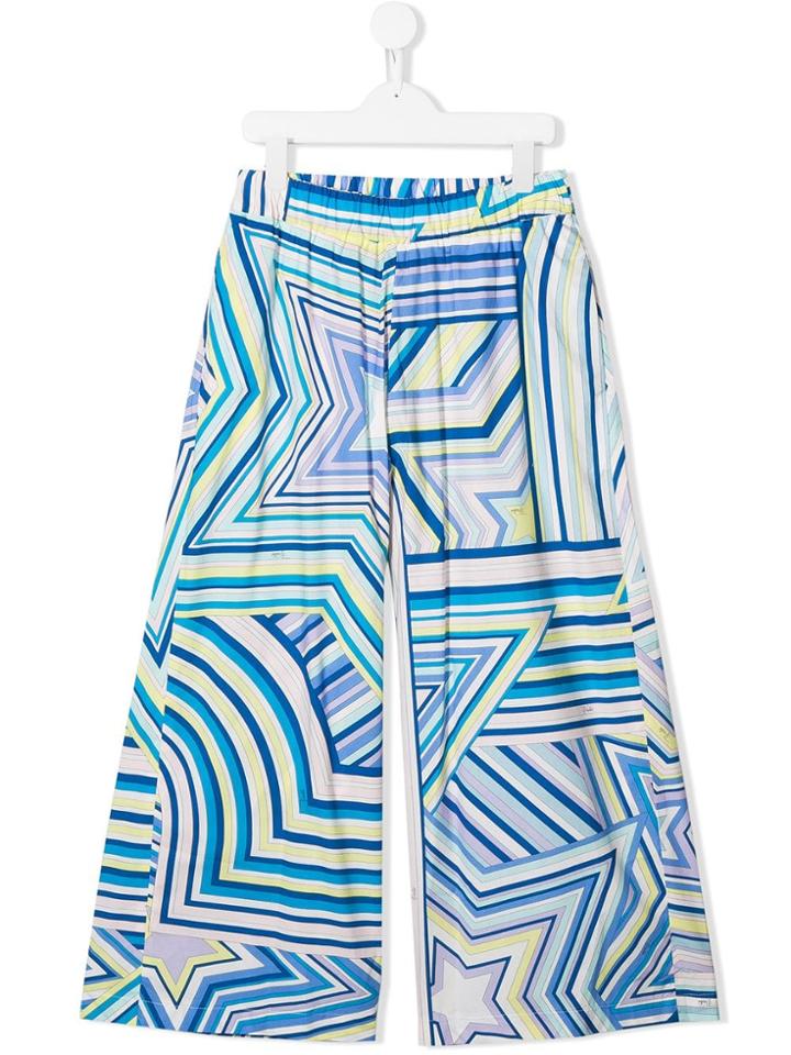 Emilio Pucci Junior Teen Geometric Print Trousers - Blue