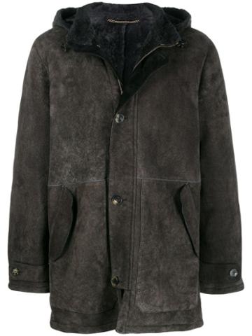 Ajmone Hooded Shearling Coat - Grey