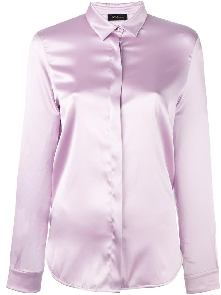 Les Copains Concealed Front Fastening Shirt, Women's, Size: 44, Pink/purple, Silk/spandex/elastane
