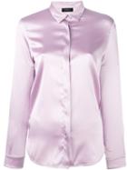 Les Copains Concealed Front Fastening Shirt, Women's, Size: 44, Pink/purple, Silk/spandex/elastane