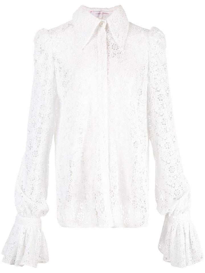 Carolina Herrera Lace Flute Sleeve Shirt - White