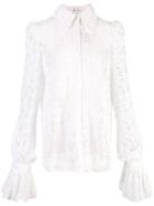 Carolina Herrera Lace Flute Sleeve Shirt - White