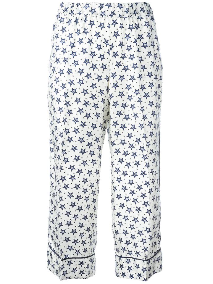 P.a.r.o.s.h. Star Print Trousers, White, Silk