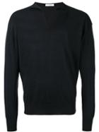 Boglioli V-neck Jumper, Men's, Size: Large, Black, Silk/cotton