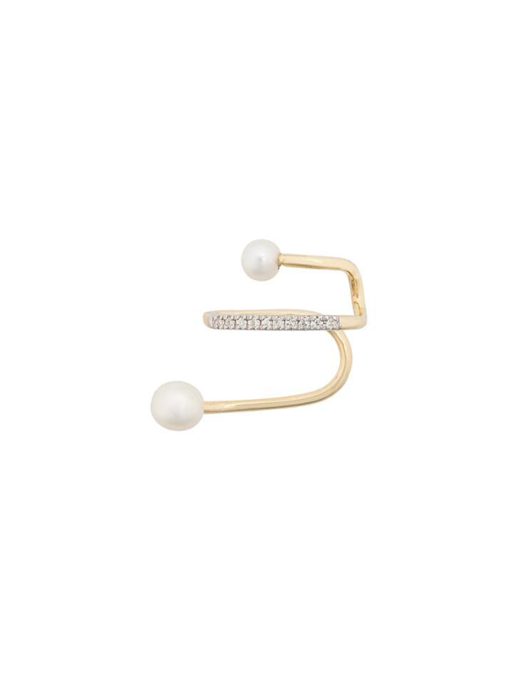 Maria Black Skyrush Diamond And Pearl Earcuff - Metallic