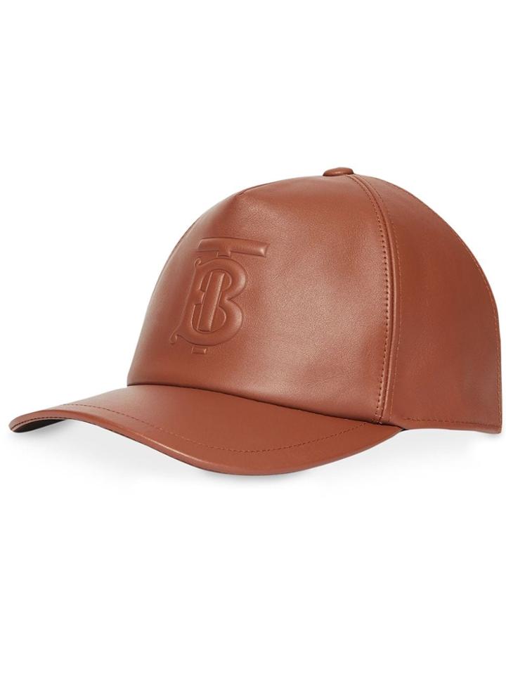 Burberry Monogram Motif Leather Baseball Cap - Brown