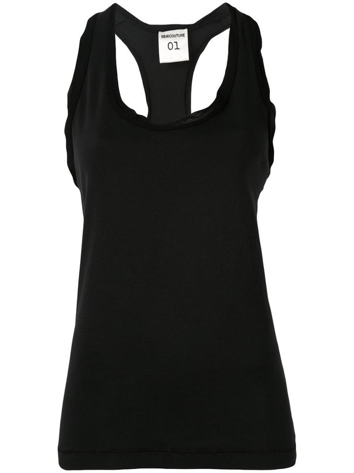 Semicouture - Racer Back Tank - Women - Cotton/viscose - 40, Black, Cotton/viscose