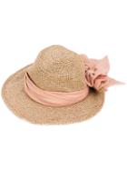 Ca4la - Back Bow Summer Hat - Women - Cotton/linen/flax/paper/triacetate - One Size, Nude/neutrals, Cotton/linen/flax/paper/triacetate